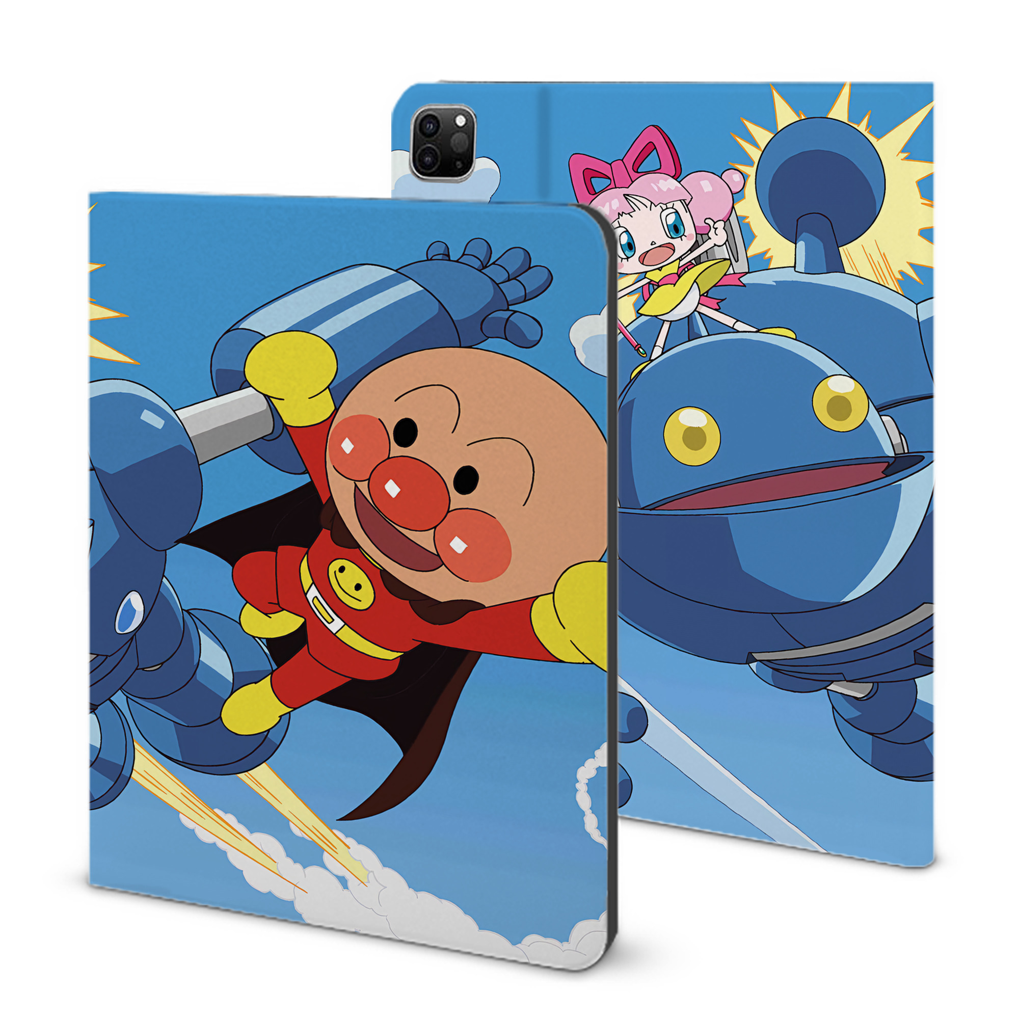 （画像用） アンパンマン Anpanman IPad ケース ブック型 PUレザー TPU 耐衝撃 軽量 薄型 ペン収納なし 全面保護 IPad 各モデル対応